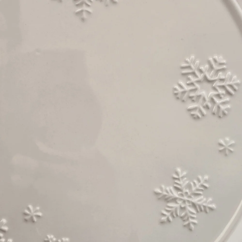 Hallmark White Snowflake Cake Stand Ceramic Pedestal Dessert Stand Winter Decor